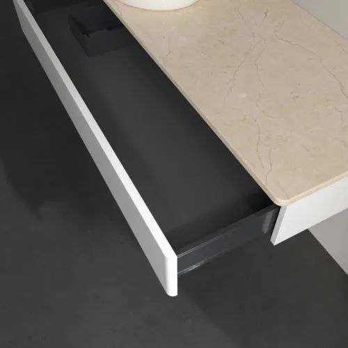 Picture of VILLEROY BOCH Antao Vanity unit, 1 pull-out compartment, 1200 x 190 x 500 mm, Front without structure, Glossy White Lacquer / Botticino #K11013GF