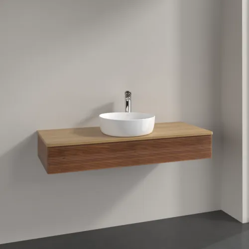 Bild von VILLEROY BOCH Antao Waschbeckenunterschrank, 1 Auszug, 1200 x 190 x 500 mm, Front mit Struktur, Warm Walnut / Honey Oak #K10151HM