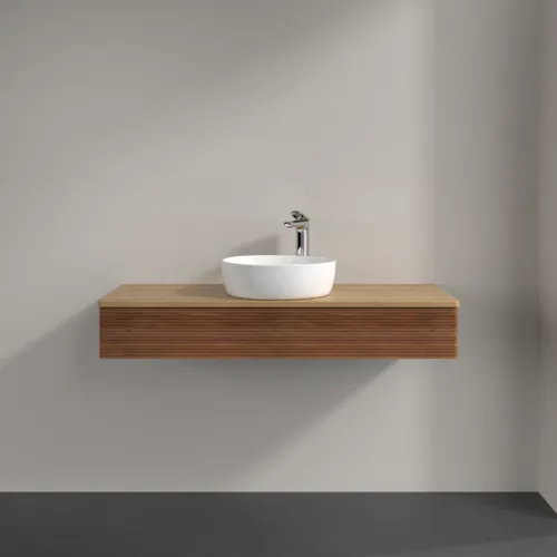 Bild von VILLEROY BOCH Antao Waschbeckenunterschrank, 1 Auszug, 1200 x 190 x 500 mm, Front mit Struktur, Warm Walnut / Honey Oak #K10151HM