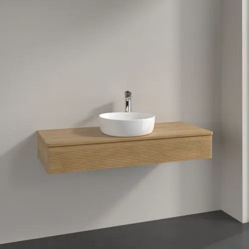 Bild von VILLEROY BOCH Antao Waschbeckenunterschrank, 1 Auszug, 1200 x 190 x 500 mm, Front mit Struktur, Honey Oak / Honey Oak #K10151HN