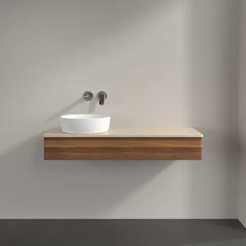 VILLEROY BOCH Antao Waschbeckenunterschrank, 1 Auszug, 1200 x 190 x 500 mm, Front ohne Struktur, Warm Walnut / Botticino #K11013HM, Bild 3