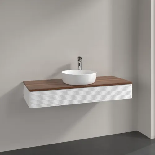 Bild von VILLEROY BOCH Antao Waschbeckenunterschrank, 1 Auszug, 1200 x 190 x 500 mm, Front mit Struktur, White Matt Lacquer / Warm Walnut #K10152MT