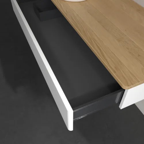 Picture of VILLEROY BOCH Antao Vanity unit, 1 pull-out compartment, 1200 x 190 x 500 mm, Front without structure, White Matt Lacquer / Honey Oak #K11011MT