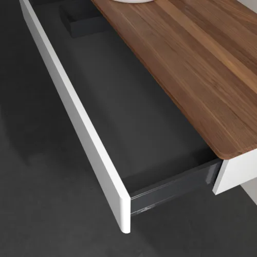 Bild von VILLEROY BOCH Antao Waschbeckenunterschrank, 1 Auszug, 1200 x 190 x 500 mm, Front ohne Struktur, Glossy White Lacquer / Warm Walnut #K11052GF