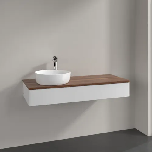 Bild von VILLEROY BOCH Antao Waschbeckenunterschrank, 1 Auszug, 1200 x 190 x 500 mm, Front ohne Struktur, Glossy White Lacquer / Warm Walnut #K11052GF
