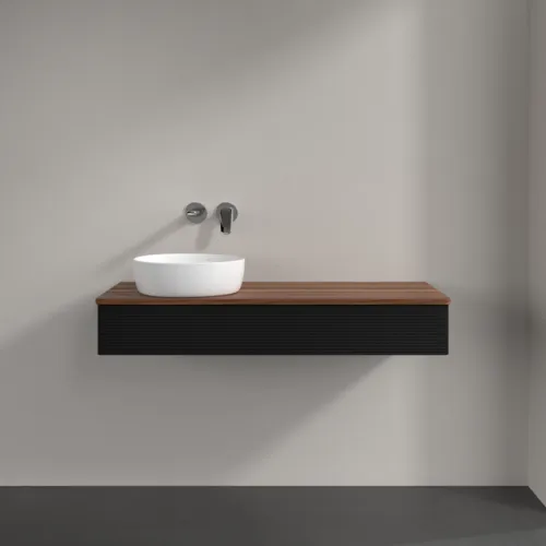 VILLEROY BOCH Antao Waschbeckenunterschrank, 1 Auszug, 1200 x 190 x 500 mm, Front mit Struktur, Black Matt Lacquer / Warm Walnut #K11112PD, Bild 3