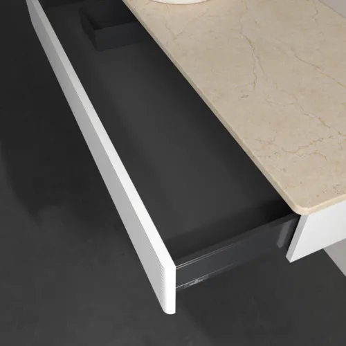 VILLEROY BOCH Antao Waschbeckenunterschrank, 1 Auszug, 1200 x 190 x 500 mm, Front mit Struktur, Glossy White Lacquer / Botticino #K11113GF, Bild 6
