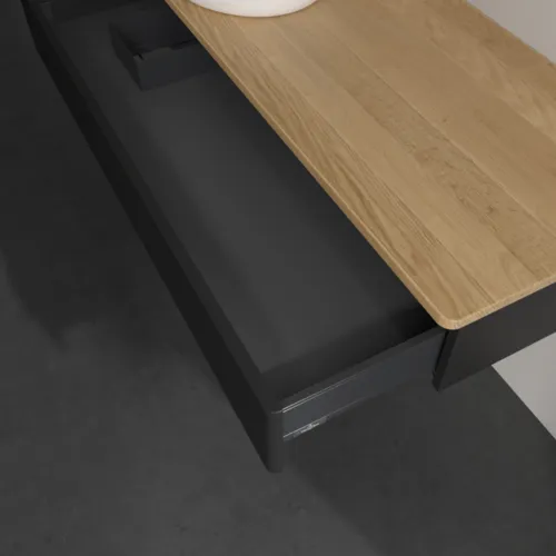 Bild von VILLEROY BOCH Antao Waschbeckenunterschrank, 1 Auszug, 1200 x 190 x 500 mm, Front mit Struktur, Black Matt Lacquer / Honey Oak #K11111PD