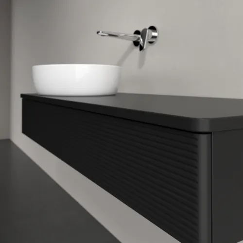 Obrázek VILLEROY BOCH Antao Vanity unit, 1 pull-out compartment, 1200 x 190 x 500 mm, Front with grain texture, Black Matt Lacquer / Black Matt Lacquer #K11110PD
