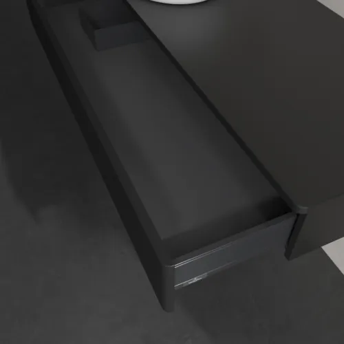 Obrázek VILLEROY BOCH Antao Vanity unit, 1 pull-out compartment, 1200 x 190 x 500 mm, Front with grain texture, Black Matt Lacquer / Black Matt Lacquer #K11110PD