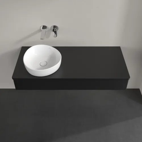 Obrázek VILLEROY BOCH Antao Vanity unit, 1 pull-out compartment, 1200 x 190 x 500 mm, Front with grain texture, Black Matt Lacquer / Black Matt Lacquer #K11110PD