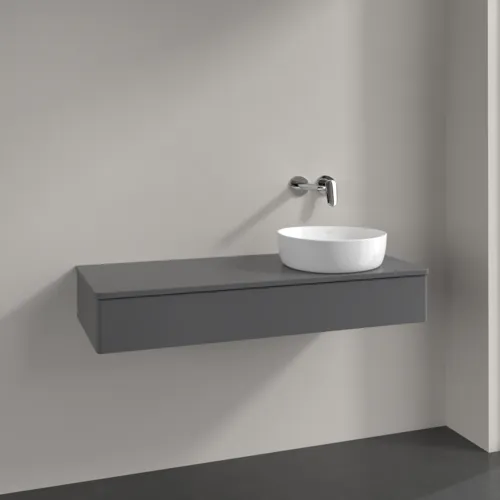 Bild von VILLEROY BOCH Antao Waschbeckenunterschrank, 1 Auszug, 1200 x 190 x 500 mm, Front ohne Struktur, Anthracite Matt Lacquer / Anthracite Matt Lacquer #K12010GK