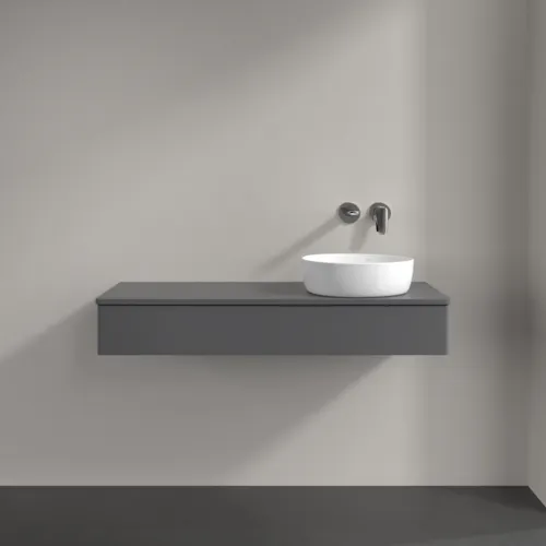 Bild von VILLEROY BOCH Antao Waschbeckenunterschrank, 1 Auszug, 1200 x 190 x 500 mm, Front ohne Struktur, Anthracite Matt Lacquer / Anthracite Matt Lacquer #K12010GK
