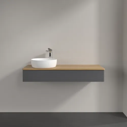 VILLEROY BOCH Antao Waschbeckenunterschrank, 1 Auszug, 1200 x 190 x 500 mm, Front mit Struktur, Anthracite Matt Lacquer / Honey Oak #K11151GK, Bild 3