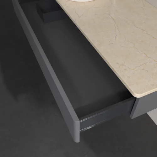 Bild von VILLEROY BOCH Antao Waschbeckenunterschrank, 1 Auszug, 1200 x 190 x 500 mm, Front mit Struktur, Anthracite Matt Lacquer / Botticino #K11153GK