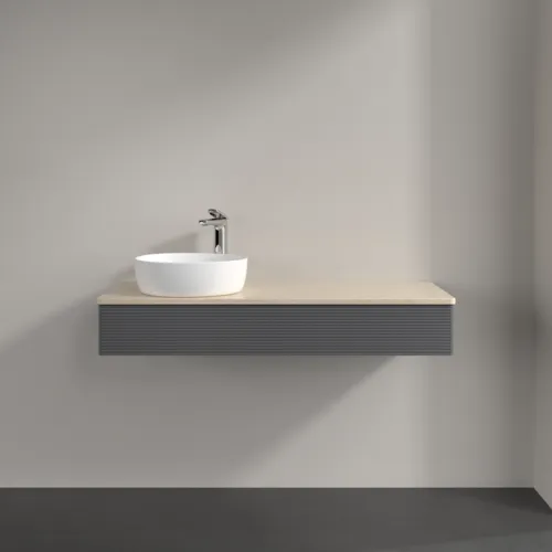 Bild von VILLEROY BOCH Antao Waschbeckenunterschrank, 1 Auszug, 1200 x 190 x 500 mm, Front mit Struktur, Anthracite Matt Lacquer / Botticino #K11153GK