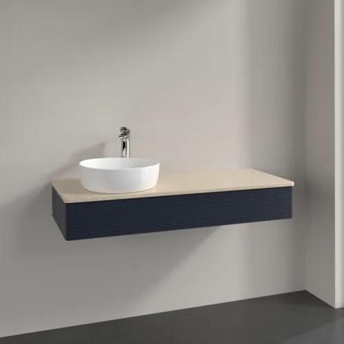 VILLEROY BOCH Antao Waschbeckenunterschrank, 1 Auszug, 1200 x 190 x 500 mm, Front mit Struktur, Midnight Blue Matt Lacquer / Botticino #K11153HG, Bild 2