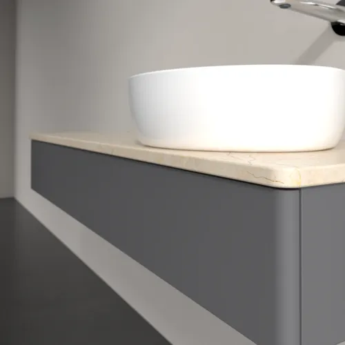 Bild von VILLEROY BOCH Antao Waschbeckenunterschrank, 1 Auszug, 1200 x 190 x 500 mm, Front ohne Struktur, Anthracite Matt Lacquer / Botticino #K12013GK