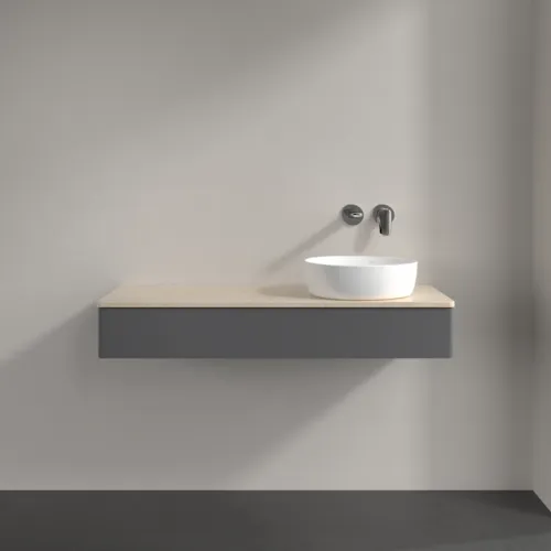 Bild von VILLEROY BOCH Antao Waschbeckenunterschrank, 1 Auszug, 1200 x 190 x 500 mm, Front ohne Struktur, Anthracite Matt Lacquer / Botticino #K12013GK