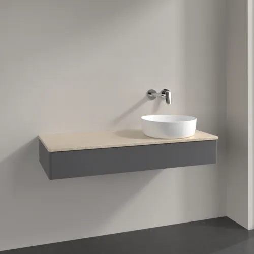 Bild von VILLEROY BOCH Antao Waschbeckenunterschrank, 1 Auszug, 1200 x 190 x 500 mm, Front ohne Struktur, Anthracite Matt Lacquer / Botticino #K12013GK