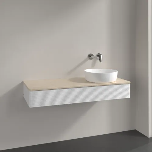 Bild von VILLEROY BOCH Antao Waschbeckenunterschrank, 1 Auszug, 1200 x 190 x 500 mm, Front mit Struktur, Glossy White Lacquer / Botticino #K12113GF