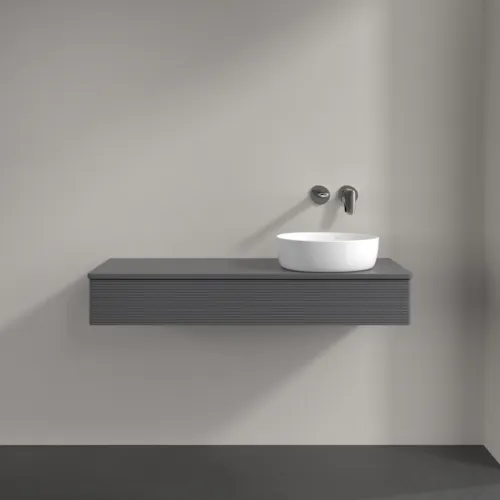 Bild von VILLEROY BOCH Antao Waschbeckenunterschrank, 1 Auszug, 1200 x 190 x 500 mm, Front mit Struktur, Anthracite Matt Lacquer / Anthracite Matt Lacquer #K12110GK