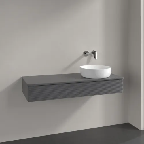 Bild von VILLEROY BOCH Antao Waschbeckenunterschrank, 1 Auszug, 1200 x 190 x 500 mm, Front mit Struktur, Anthracite Matt Lacquer / Anthracite Matt Lacquer #K12110GK