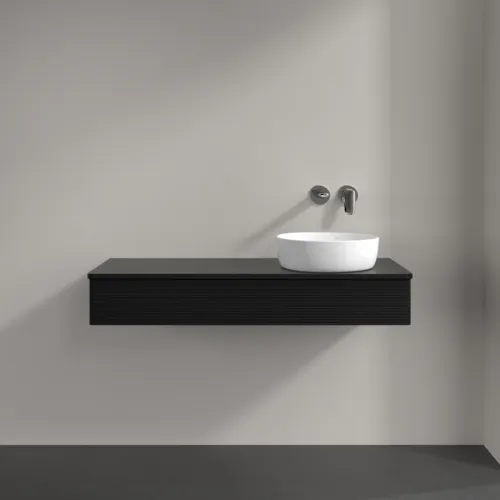 Bild von VILLEROY BOCH Antao Waschbeckenunterschrank, 1 Auszug, 1200 x 190 x 500 mm, Front mit Struktur, Black Matt Lacquer / Black Matt Lacquer #K12110PD