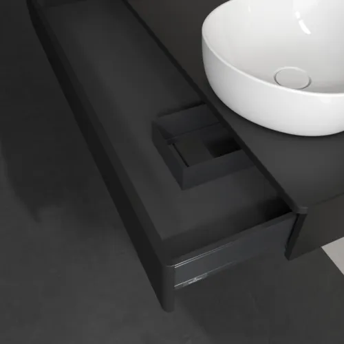 Bild von VILLEROY BOCH Antao Waschbeckenunterschrank, 1 Auszug, 1200 x 190 x 500 mm, Front mit Struktur, Black Matt Lacquer / Black Matt Lacquer #K12110PD