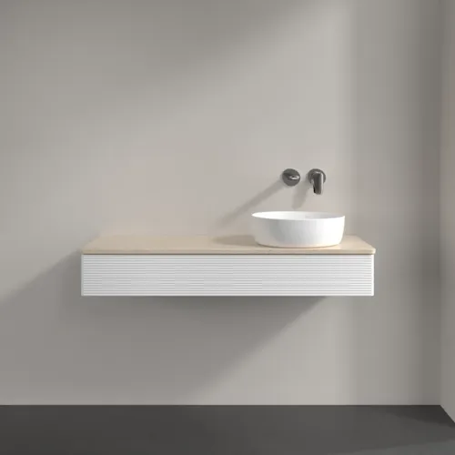 Bild von VILLEROY BOCH Antao Waschbeckenunterschrank, 1 Auszug, 1200 x 190 x 500 mm, Front mit Struktur, White Matt Lacquer / Botticino #K12113MT