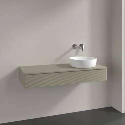 Bild von VILLEROY BOCH Antao Waschbeckenunterschrank, 1 Auszug, 1200 x 190 x 500 mm, Front mit Struktur, Stone Grey Matt Lacquer / Stone Grey Matt Lacquer #K12110HK