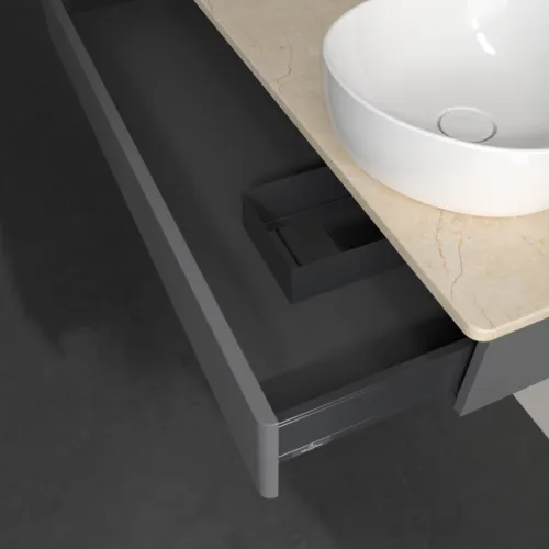Bild von VILLEROY BOCH Antao Waschbeckenunterschrank, 1 Auszug, 1200 x 190 x 500 mm, Front ohne Struktur, Anthracite Matt Lacquer / Botticino #K12053GK