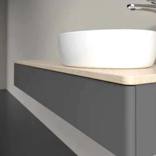 Bild von VILLEROY BOCH Antao Waschbeckenunterschrank, 1 Auszug, 1200 x 190 x 500 mm, Front ohne Struktur, Anthracite Matt Lacquer / Botticino #K12053GK
