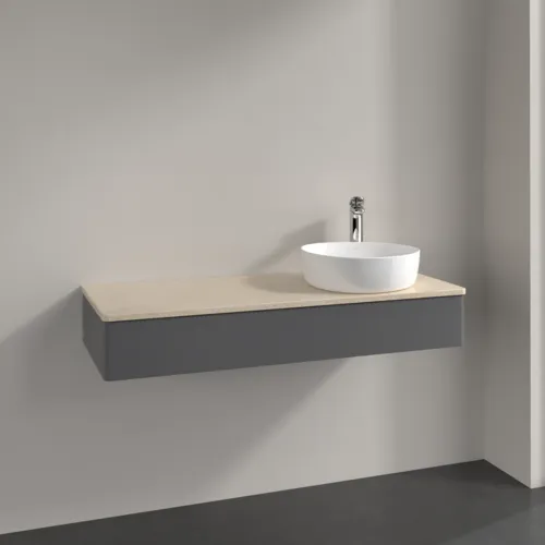 Bild von VILLEROY BOCH Antao Waschbeckenunterschrank, 1 Auszug, 1200 x 190 x 500 mm, Front ohne Struktur, Anthracite Matt Lacquer / Botticino #K12053GK