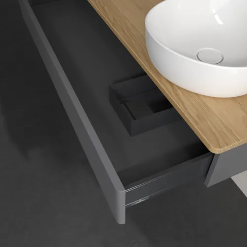 Bild von VILLEROY BOCH Antao Waschbeckenunterschrank, 1 Auszug, 1200 x 190 x 500 mm, Front mit Struktur, Anthracite Matt Lacquer / Honey Oak #K12111GK