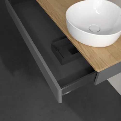 Bild von VILLEROY BOCH Antao Waschbeckenunterschrank, 1 Auszug, 1200 x 190 x 500 mm, Front mit Struktur, Anthracite Matt Lacquer / Honey Oak #K12111GK
