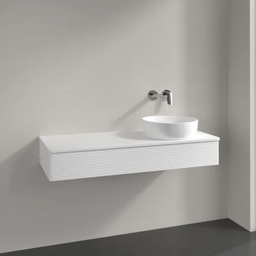 Bild von VILLEROY BOCH Antao Waschbeckenunterschrank, 1 Auszug, 1200 x 190 x 500 mm, Front mit Struktur, White Matt Lacquer / White Matt Lacquer #K12110MT