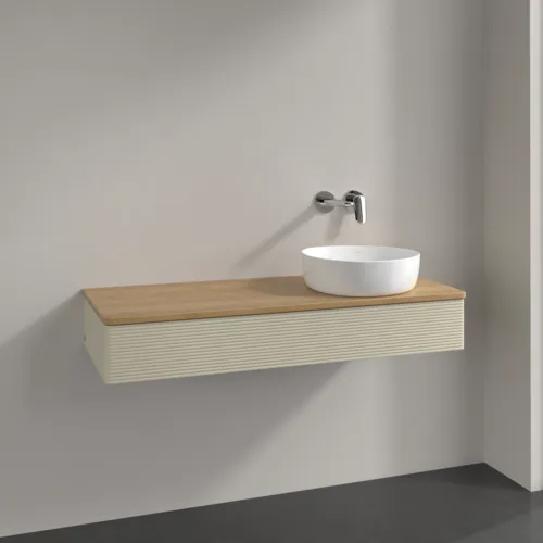 Bild von VILLEROY BOCH Antao Waschbeckenunterschrank, 1 Auszug, 1200 x 190 x 500 mm, Front mit Struktur, Silk Grey Matt Lacquer / Honey Oak #K12111HJ