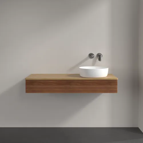 Bild von VILLEROY BOCH Antao Waschbeckenunterschrank, 1 Auszug, 1200 x 190 x 500 mm, Front mit Struktur, Warm Walnut / Honey Oak #K12111HM