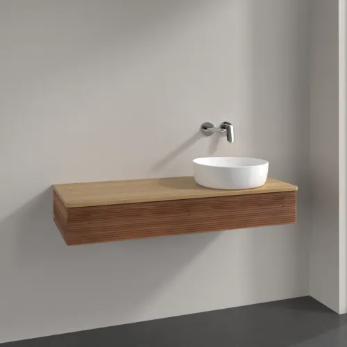 Bild von VILLEROY BOCH Antao Waschbeckenunterschrank, 1 Auszug, 1200 x 190 x 500 mm, Front mit Struktur, Warm Walnut / Honey Oak #K12111HM