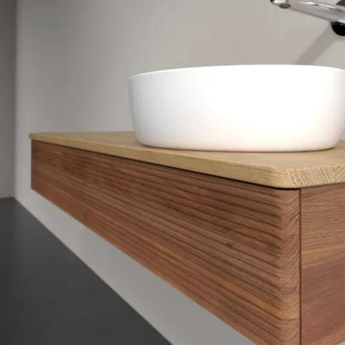 Bild von VILLEROY BOCH Antao Waschbeckenunterschrank, 1 Auszug, 1200 x 190 x 500 mm, Front mit Struktur, Warm Walnut / Honey Oak #K12111HM