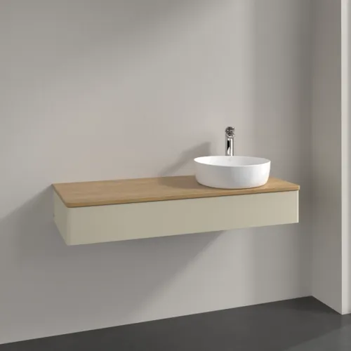 Bild von VILLEROY BOCH Antao Waschbeckenunterschrank, 1 Auszug, 1200 x 190 x 500 mm, Front ohne Struktur, Silk Grey Matt Lacquer / Honey Oak #K12051HJ