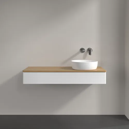Bild von VILLEROY BOCH Antao Waschbeckenunterschrank, 1 Auszug, 1200 x 190 x 500 mm, Front mit Struktur, White Matt Lacquer / Honey Oak #K12111MT