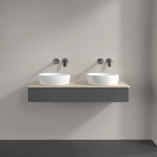 Bild von VILLEROY BOCH Antao Waschbeckenunterschrank, 1 Auszug, 1200 x 190 x 500 mm, Front mit Struktur, Anthracite Matt Lacquer / Botticino #K13113GK