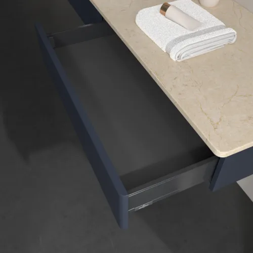 VILLEROY BOCH Antao Waschbeckenunterschrank, 2 Auszüge, 1600 x 190 x 500 mm, Front ohne Struktur, Midnight Blue Matt Lacquer / Botticino #K15053HG, Bild 7