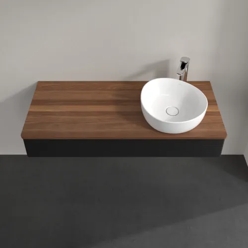 Bild von VILLEROY BOCH Antao Waschbeckenunterschrank, 1 Auszug, 1200 x 190 x 500 mm, Front mit Struktur, Black Matt Lacquer / Warm Walnut #K12152PD