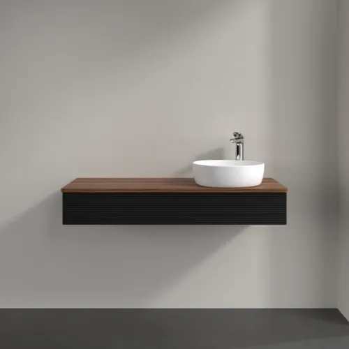 Bild von VILLEROY BOCH Antao Waschbeckenunterschrank, 1 Auszug, 1200 x 190 x 500 mm, Front mit Struktur, Black Matt Lacquer / Warm Walnut #K12152PD