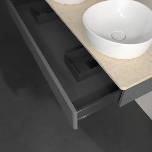 Bild von VILLEROY BOCH Antao Waschbeckenunterschrank, 1 Auszug, 1200 x 190 x 500 mm, Front ohne Struktur, Anthracite Matt Lacquer / Botticino #K13013GK