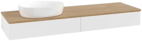 Bild von VILLEROY BOCH Antao Waschbeckenunterschrank, 2 Auszüge, 1600 x 190 x 500 mm, Front ohne Struktur, White Matt Lacquer / Honey Oak #K15011MT