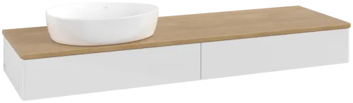 Bild von VILLEROY BOCH Antao Waschbeckenunterschrank, 2 Auszüge, 1600 x 190 x 500 mm, Front ohne Struktur, Glossy White Lacquer / Honey Oak #K15011GF